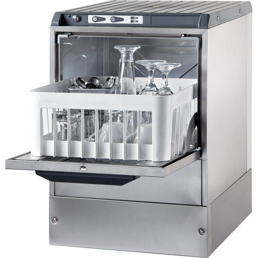 Commercial Glasswasher 800-1000 glasses/hour 350mm basket Drain pump Detergent pump Rinse aid pump 13A