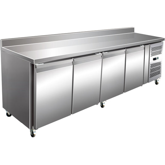 Commercial Refrigerated Counter with Upstand 4 doors Depth 600mm
